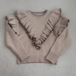 En Saison Rene Ruffle Trim Sweater Tan Size XS